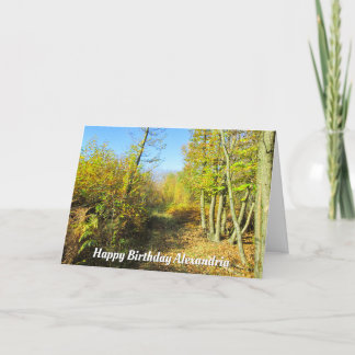 Sunlit Woods in Autumn - Custom Birthday Card