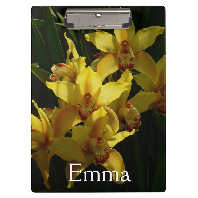 Sunlit Yellow Orchids Floral Clipboard (Front)