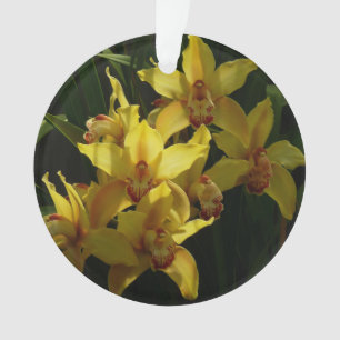 Sunlit Yellow Orchids Floral Ornament
