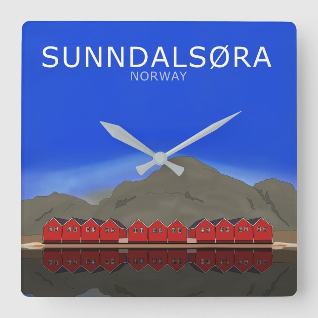 Sunndalsøra Norway Square Wall Clock (Front)