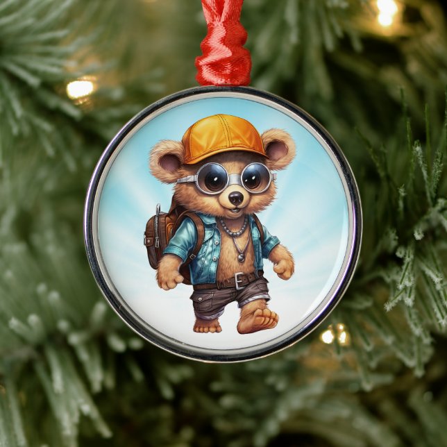 Sunny Adventures with Beachy Bear - Ready for Fun  Metal Ornament (Tree)
