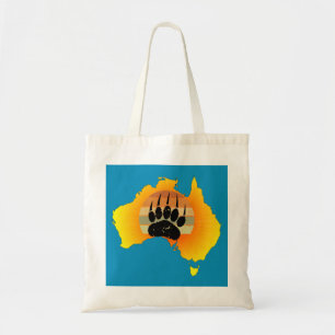 Sunny Australia Map Bear With Retro Sunset Tote Bag