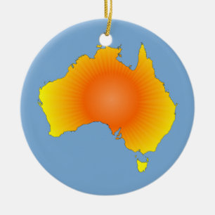 Sunny Australia Map Ceramic Ornament