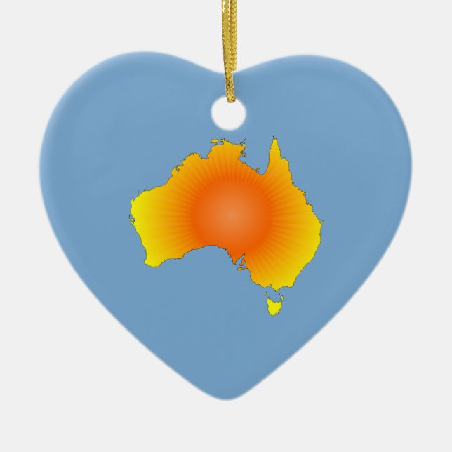 Sunny Australia Map Ceramic Tree Decoration (Front)