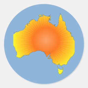 Sunny Australia Map Classic Round Sticker