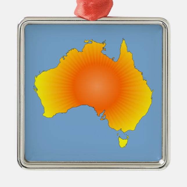 Sunny Australia Map Metal Tree Decoration (Front)