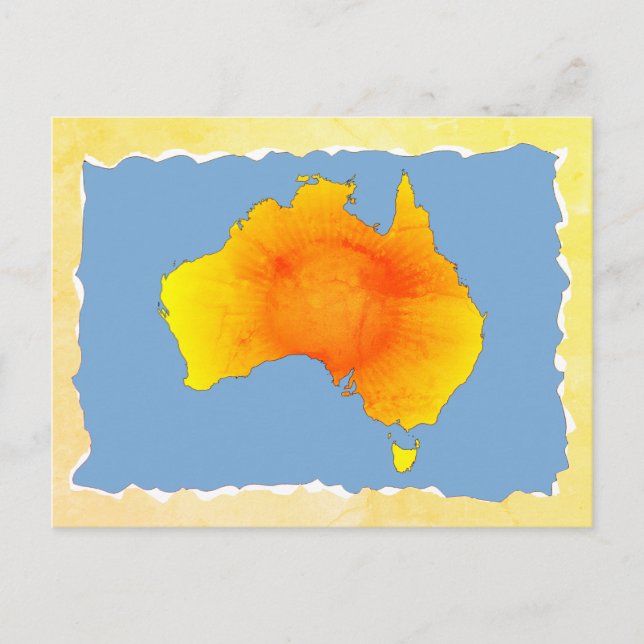 Sunny Australia Map Old Torn Paper Texture Postcard (Front)
