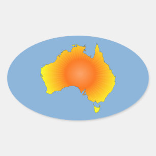 Sunny Australia Map Oval Sticker