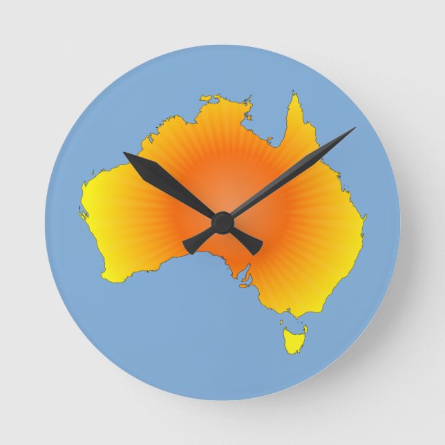 Sunny Australia Map Round Clock (Front)