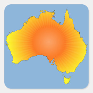 Sunny Australia Map Square Sticker