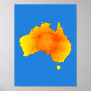 Sunny Australia Map Vintage Style Poster