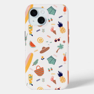 Sunny Beach Fun Pattern iPhone 15 Case