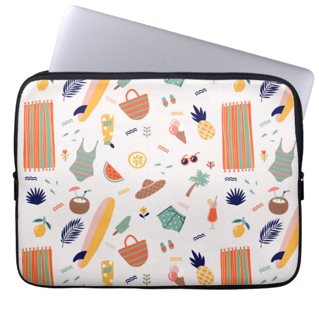 Sunny Beach Fun Pattern Laptop Sleeve (Front)