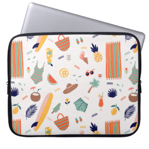 Sunny Beach Fun Pattern Laptop Sleeve