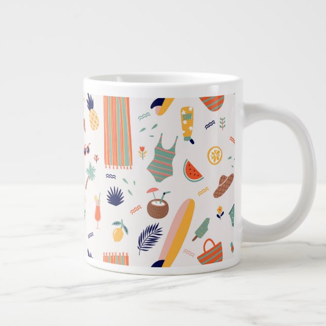 Sunny Beach Fun Pattern Large Coffee Mug (Right)