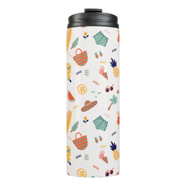 Sunny Beach Fun Pattern Thermal Tumbler (Front)