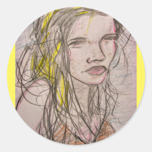 Sunny Beach Girl Classic Round Sticker