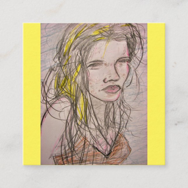 Sunny Beach Girl Square Business Card (Front)