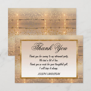 Sunny Beach & Gold Confetti Retirement Thanks Card