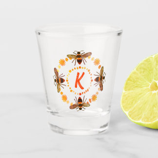 Sunny Bee Initial Shot Glass