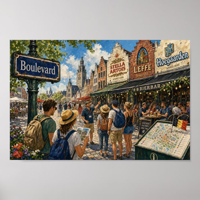 Sunny Belgian Boulevard Daydream Poster (Front)