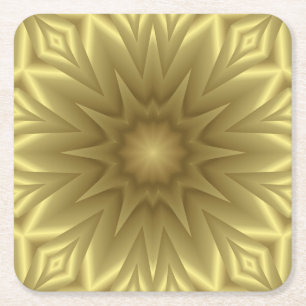 Sunny Bliss: Golden Yellow Floral Template Square Paper Coaster