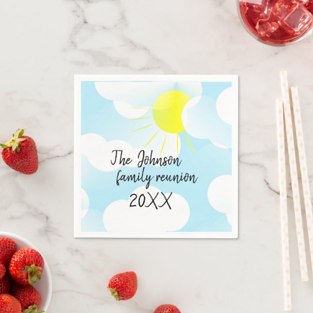 Sunny Blue Summer Sky with Clouds Family Reunion Napkin (Insitu)