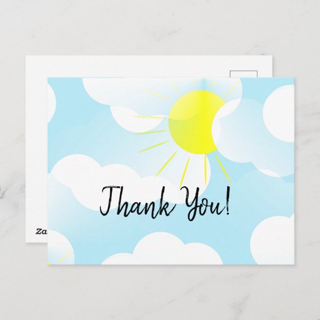 Sunny Blue Summer Sky with Clouds Thank You Postcard (Front/Back)