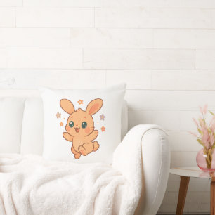 Sunny Bounce Bunny Custom Baby Animal Illustration Cushion