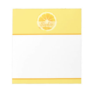 SUNNY BRIGHT FRESH YELLOW PERSONALIZED LEMON FRUIT NOTEPAD