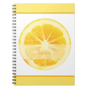 SUNNY BRIGHT FUN YELLOW PERSONALIZED LEMON FRUIT NOTEBOOK