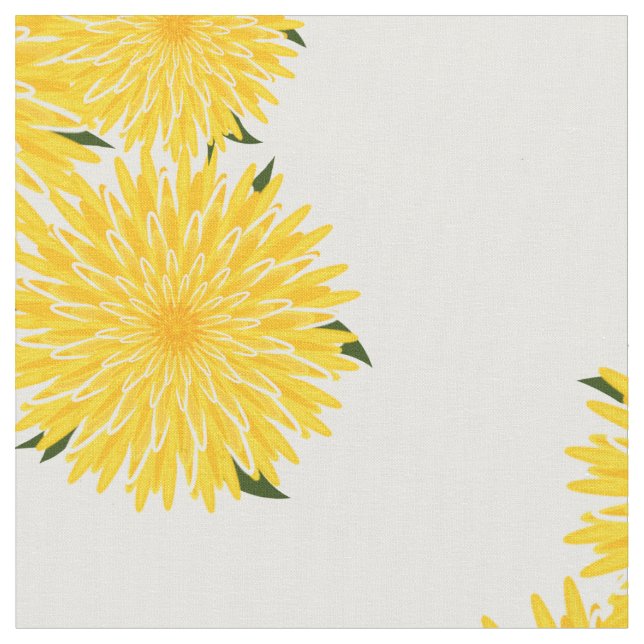 Sunny Bunch of Dandelions Fabric (Close Up)