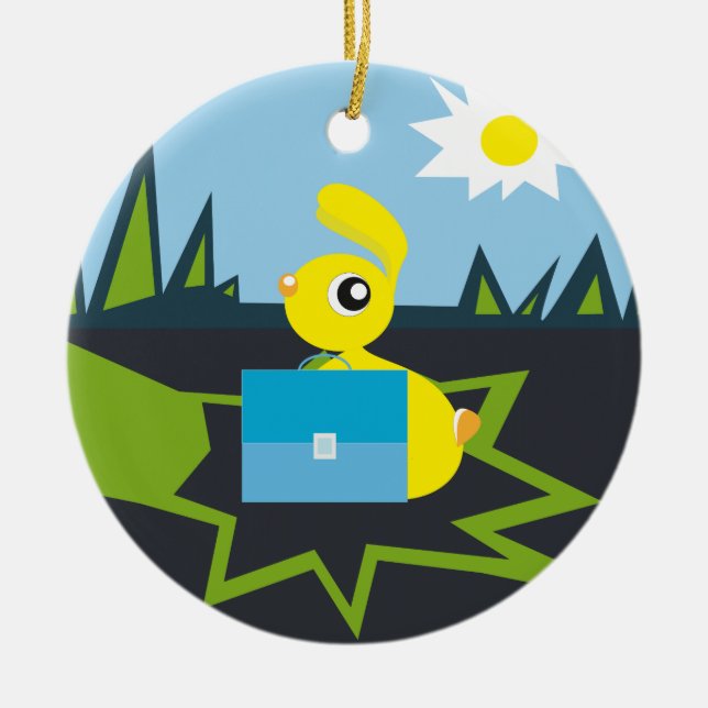 Sunny Bunny Ceramic Tree Decoration (Front)