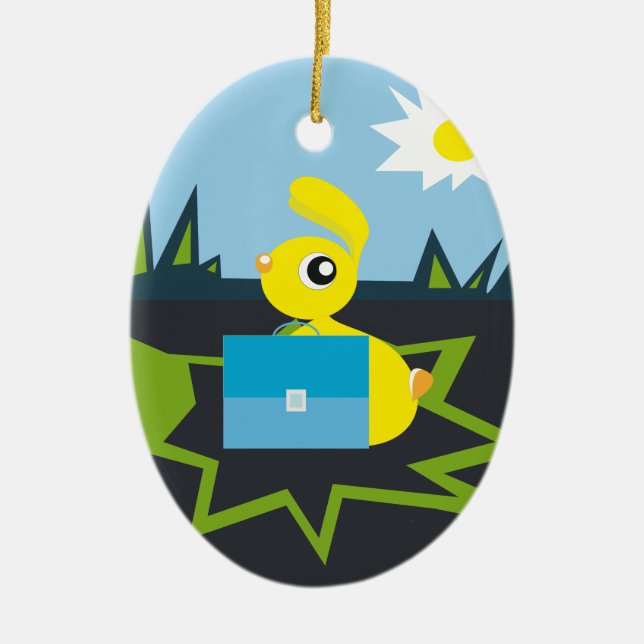 Sunny Bunny Ceramic Tree Decoration (Front)