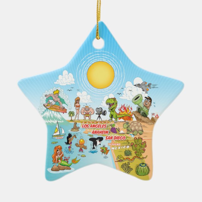 Sunny California Ceramic Ornament (Front)