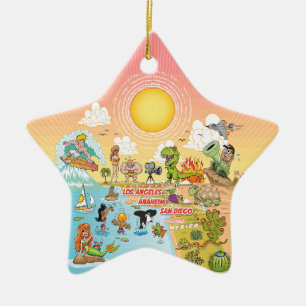 Sunny California Ceramic Ornament