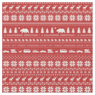 Sunny California Cute Christmas Holiday Patterned Fabric