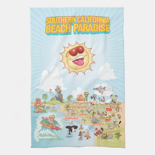 Sunny California Kitchen Towel (Vertical)
