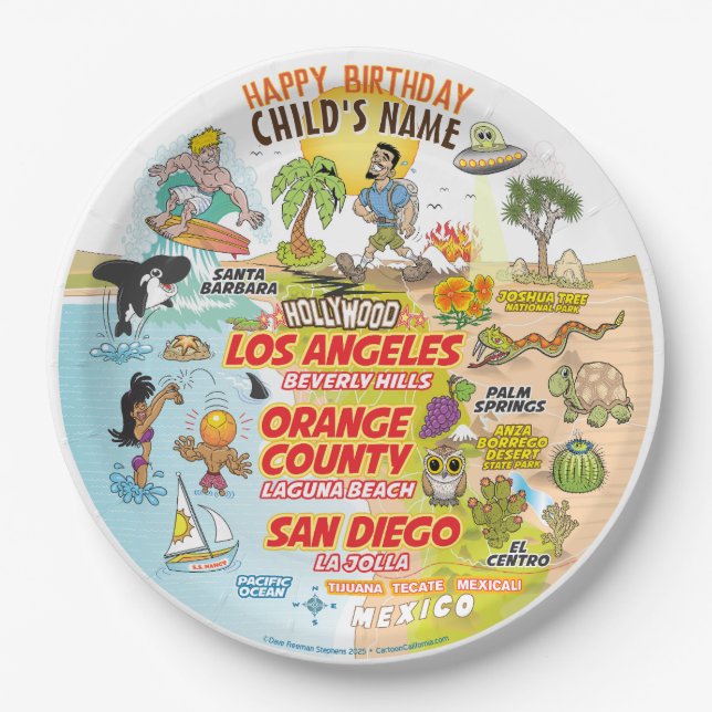 Sunny California Paper Plate (Front)