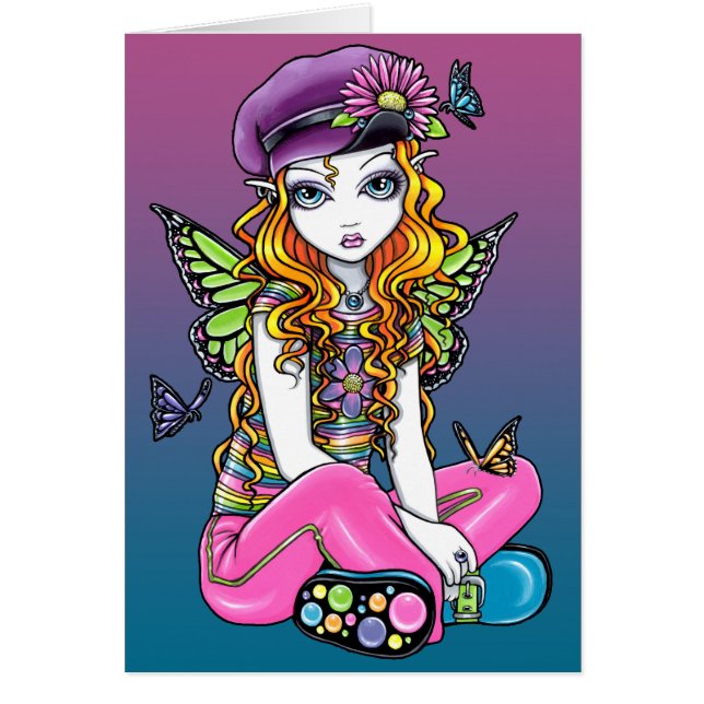 "Sunny" Candied Butterfly Rainbow Fairy Card (Front)
