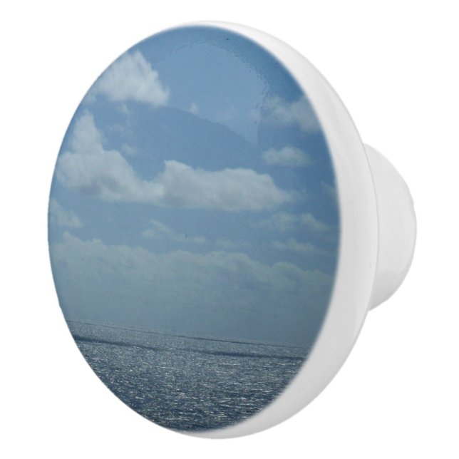 Sunny Caribbean Sea Blue Ocean Ceramic Knob (Right)
