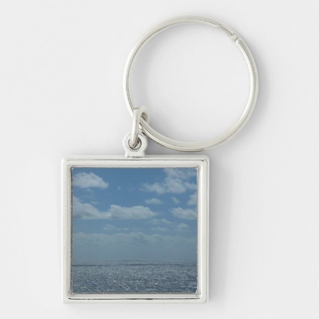 Sunny Caribbean Sea Blue Ocean Key Ring (Front)