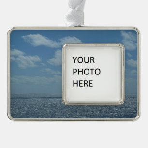 Sunny Caribbean Sea Blue Ocean Silver Plated Framed Ornament
