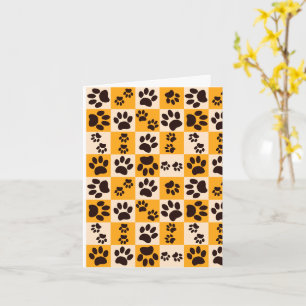 Sunny Cat Paw Print Checkerboard Card