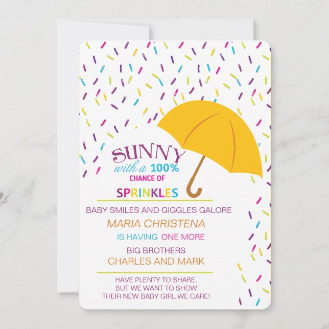 Sunny Chance Of Sprinkles Baby Shower Invitation (Front)