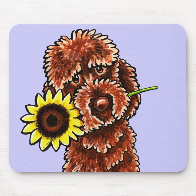 Sunny Chocolate Labradoodle Off-Leash Art™ Mouse Pad (Front)