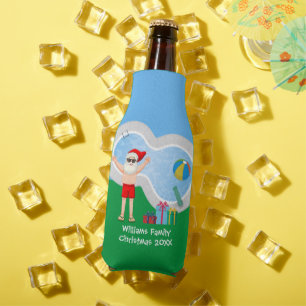Sunny Christmas Santa Claus Cute Custom Pool Party Bottle Cooler
