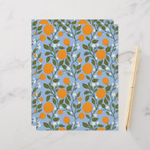 Sunny Citrus Grove Pattern Flat Paper Sheet