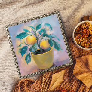 Sunny Citrus: Lemon Tree in a Yellow Pot Photo Print