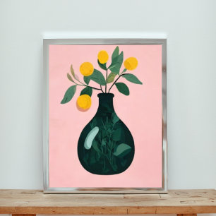 Sunny Citrus Still Life: Lemons in a Vase Photo Print